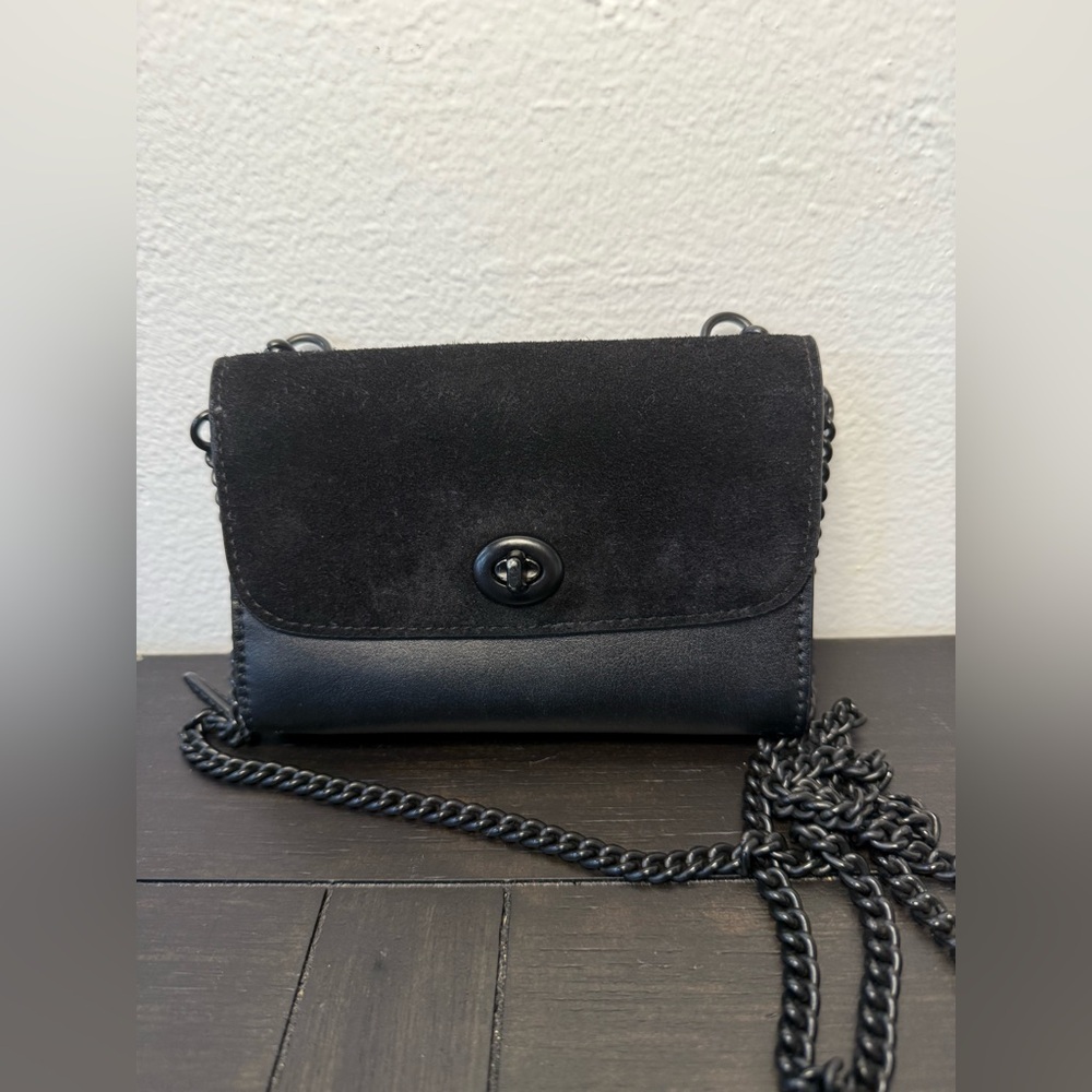Coach Black Suede & Leather Crossbody Bag